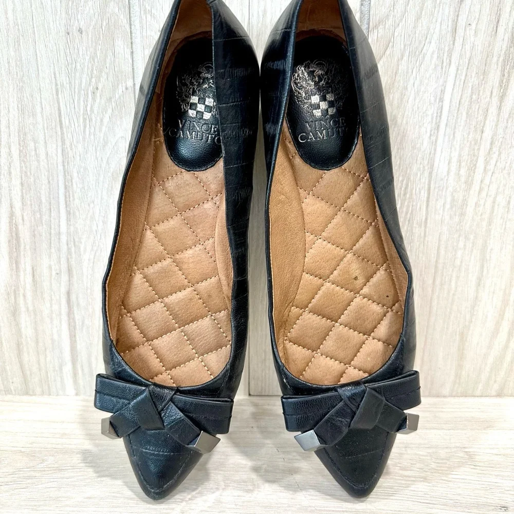 Vince Camuto Graci Black Leather Bow Flats 7